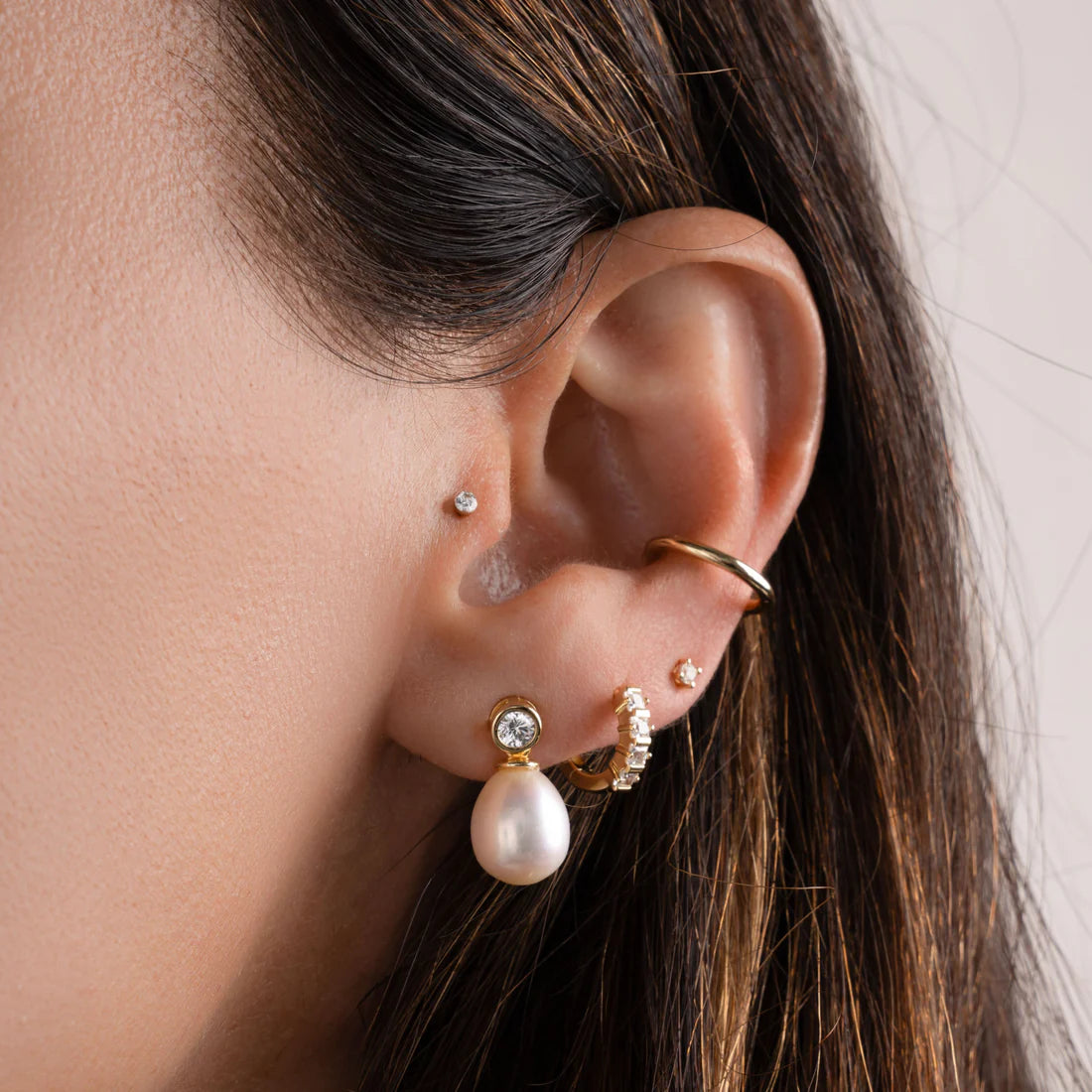 Giselle Bezel & Pearl Drop Earrings