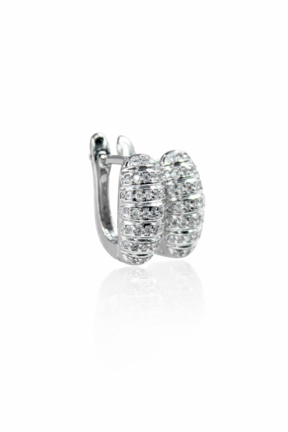 Dahlia Oval Layered Pave Huggies