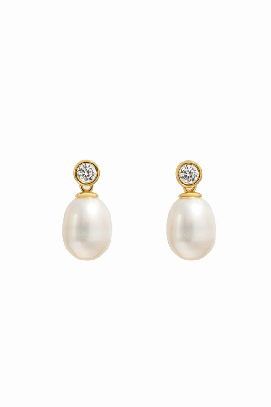 Giselle Bezel & Pearl Drop Earrings