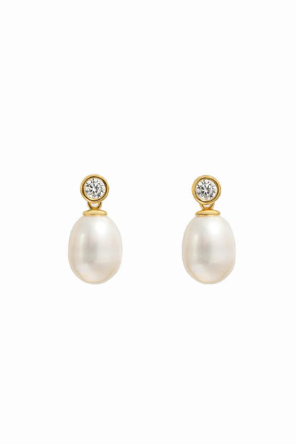 Giselle Bezel & Pearl Drop Earrings