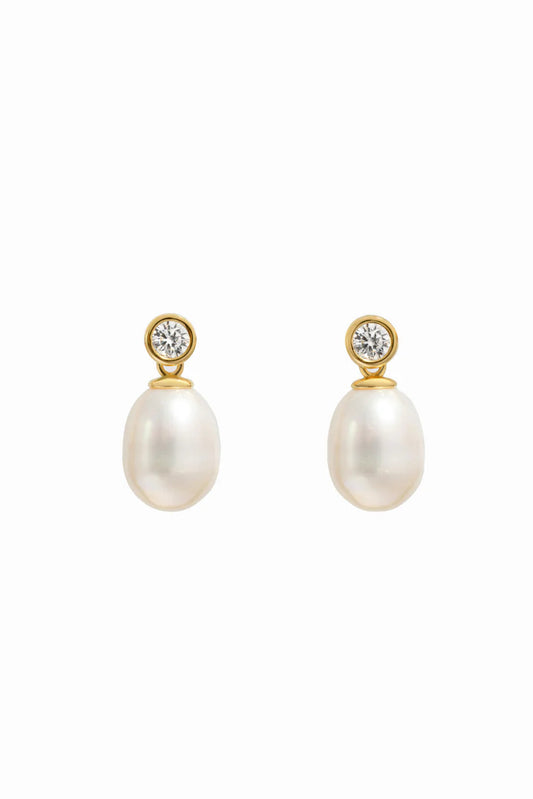 Giselle Bezel & Pearl Drop Earrings