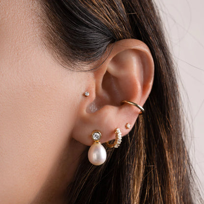 Giselle Bezel & Pearl Drop Earrings