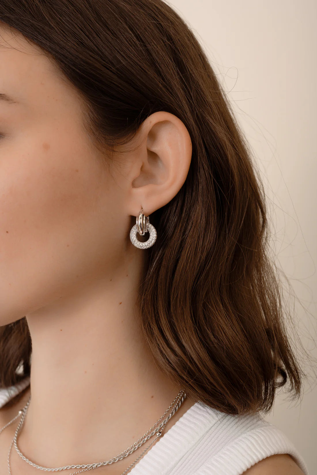 Grace Removable Charm Pave Hoop Earrings
