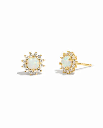 Solene Opal Halo Studs