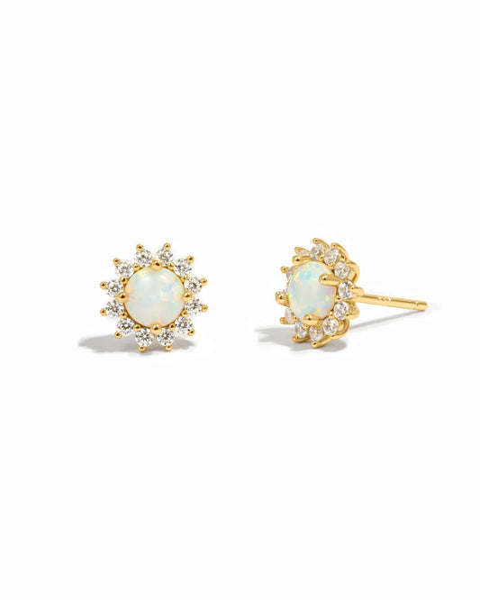 Solene Opal Halo Studs