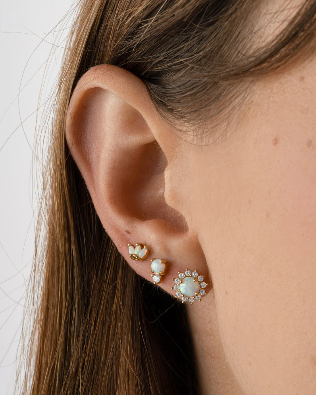 Solene Opal Halo Studs