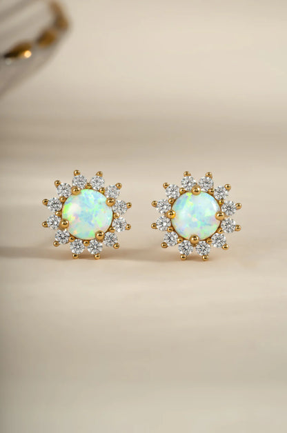 Solene Opal Halo Studs
