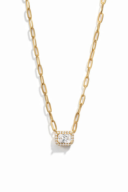 Yesenia Halo Baguette Necklace Paperclip