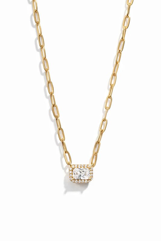 Yesenia Halo Baguette Necklace Paperclip